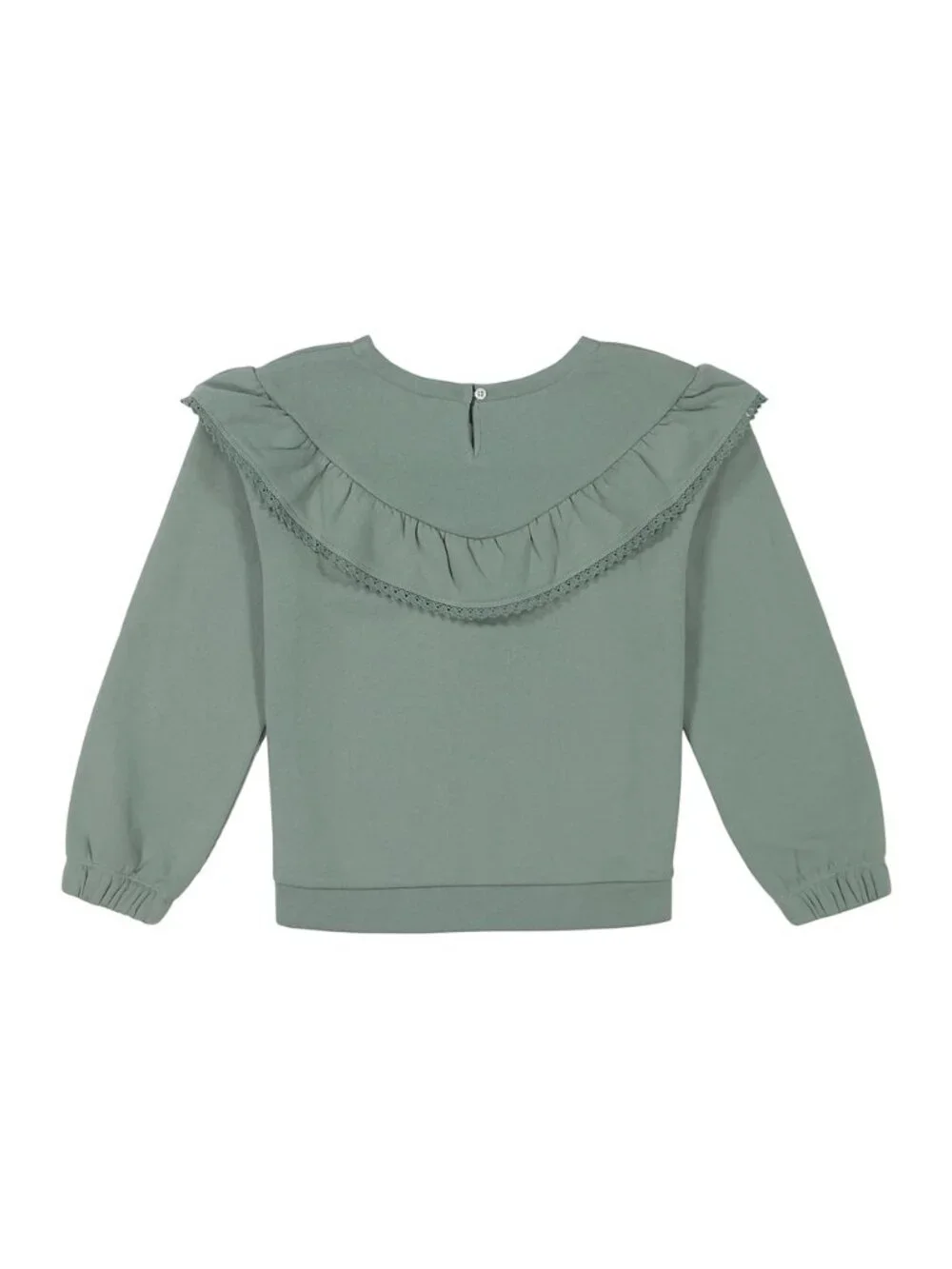 NWT New Lucky Brand Girls Ruffle Fleece Top In Chinois Green Size 7